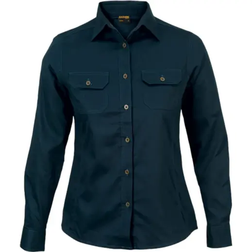 Navy Ladies Bush Shirt Long Sleeve